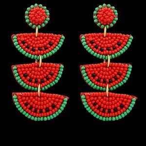 4th of July Earrings 3-Tier Watermelon Viola NWT